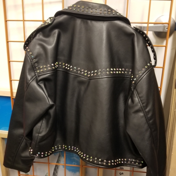 Zara Black Studded Leather Jacket - Picture 6 of 6